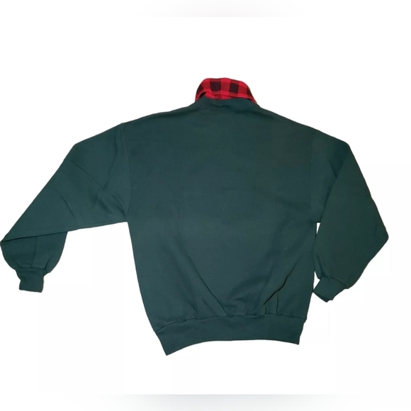 Vintage 90s Gopher Sport Dalmatian Dog Cat Plaid Collar Sweatshirt Large Winter - Picture 8 of 12